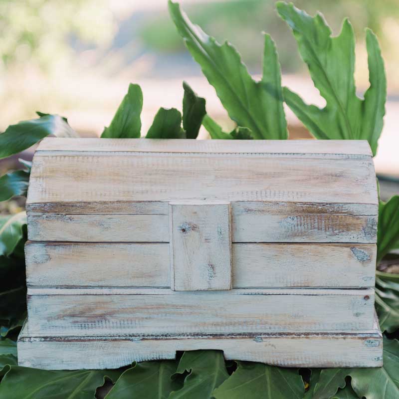 Whitewash Timber Chest Wishing Well 1 - Bliss & Willow | Wedding Styling