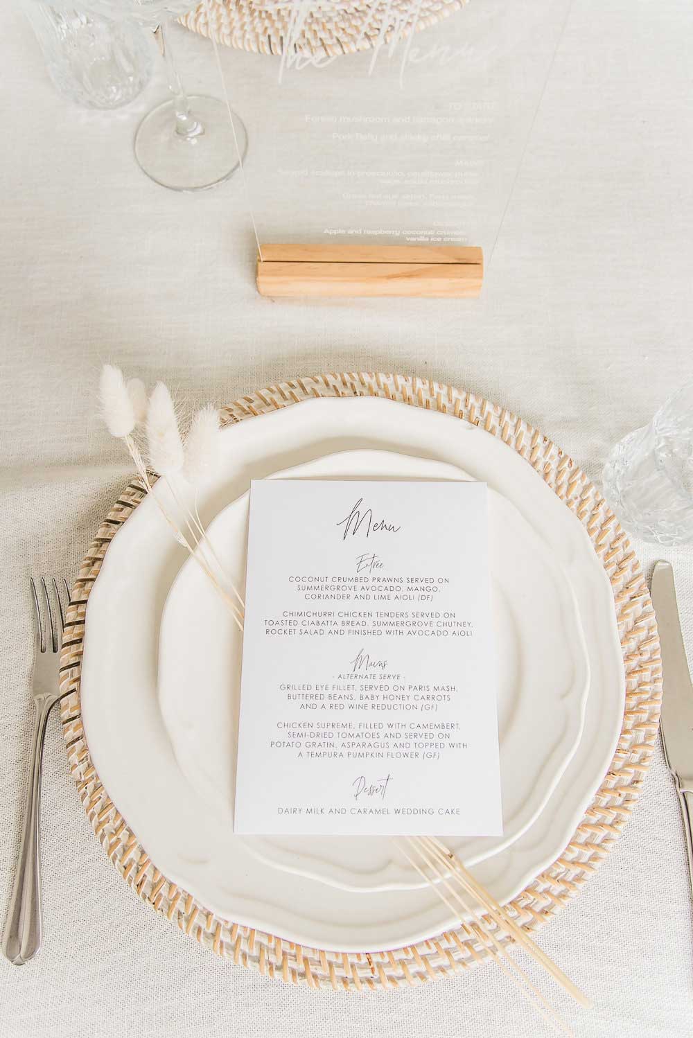 classic white wedding table setting